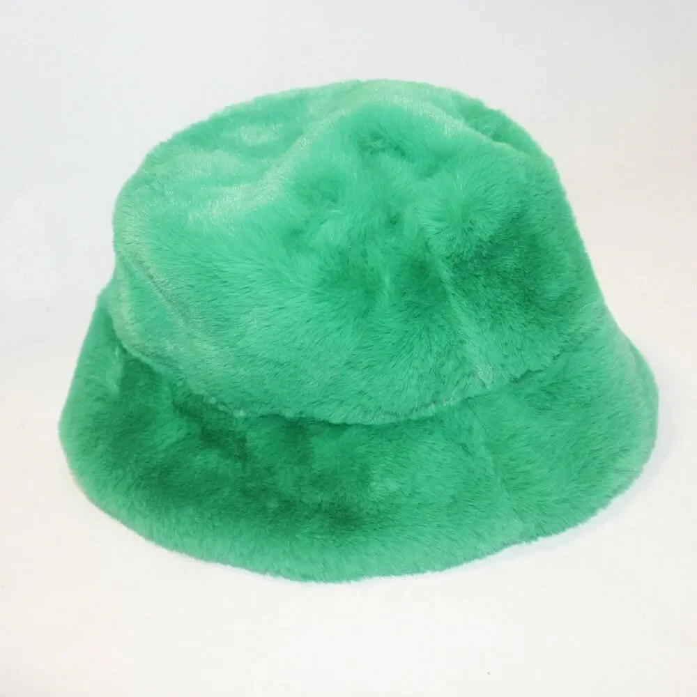 Soft High Quality Warm Lining Winter Bucket Hat Faux Fur Fuzzy Cozy Wide Brim